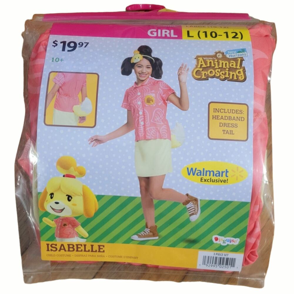 Animal Crossing Isabelle Cosplay Halloween Costume Disguise 3 Pc Kid SZ L 10 12